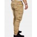 Mens Solid Elastic Waist Casual Multi-pocket Cargo Pants Mens Solid Elastic Waist Casual Multi-pocket Cargo Pants