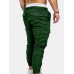 Mens Solid Elastic Waist Casual Multi-pocket Cargo Pants Mens Solid Elastic Waist Casual Multi-pocket Cargo Pants