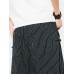 Mens Cotton Linen Side Panel Buckle Plain Stripe Drawstring Harem Pants
