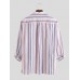 Mens 100% Cotton Stripe Three-quarter Sleeve Henley Shirts
