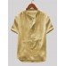 Mens Cotton Linen Vintage Solid Stand Collar Casual Henley Shirt Mens Cotton Linen Vintage Solid Stand Collar Casual Henley Shirt