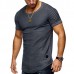 Mens Summer Breathable Solid Color Irregular Hem O-neck Short Sleeve Slim Casual T Shirt Mens Summer Breathable Solid Color Irregular Hem O-neck Short Sleeve Slim Casual T Shirt