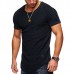 Mens Summer Breathable Solid Color Irregular Hem O-neck Short Sleeve Slim Casual T Shirt Mens Summer Breathable Solid Color Irregular Hem O-neck Short Sleeve Slim Casual T Shirt