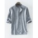 Mens Cotton Striped Printed Half Sleeve Loose Casual Henley Shirt Mens Cotton Striped Printed Half Sleeve Loose Casual Henley Shirt