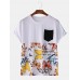 Men Cotton Butterfly Print Chest Pocket Home Casual Loose T-Shirt Men Cotton Butterfly Print Chest Pocket Home Casual Loose T-Shirt
