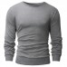 Mens Knit Solid Color Long Sleeve Round Neck Tops Pullover Casual Tee T-shirt Mens Knit Solid Color Long Sleeve Round Neck Tops Pullover Casual Tee T-shirt