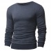 Mens Knit Solid Color Long Sleeve Round Neck Tops Pullover Casual Tee T-shirt Mens Knit Solid Color Long Sleeve Round Neck Tops Pullover Casual Tee T-shirt