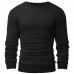 Mens Knit Solid Color Long Sleeve Round Neck Tops Pullover Casual Tee T-shirt Mens Knit Solid Color Long Sleeve Round Neck Tops Pullover Casual Tee T-shirt