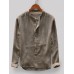 Mens Cotton Vintage Solid Casual Long Sleeve Henley Shirt Mens Cotton Vintage Solid Casual Long Sleeve Henley Shirt