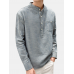 Mens Casual Loose Fit T-Shirts Cotton Linen Long Sleeve Vertical Striped Printing Stand Collar Tops Mens Casual Loose Fit T-Shirts Cotton Linen Long Sleeve Vertical Striped Printing Stand Collar Tops
