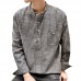 Mens Casual Loose Fit T-Shirts Cotton Linen Long Sleeve Vertical Striped Printing Stand Collar Tops Mens Casual Loose Fit T-Shirts Cotton Linen Long Sleeve Vertical Striped Printing Stand Collar Tops