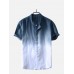 Mens Gradient Color Summer Short Sleeve Cotton Henry Collar Casual T shirt Mens Gradient Color Summer Short Sleeve Cotton Henry Collar Casual T shirt